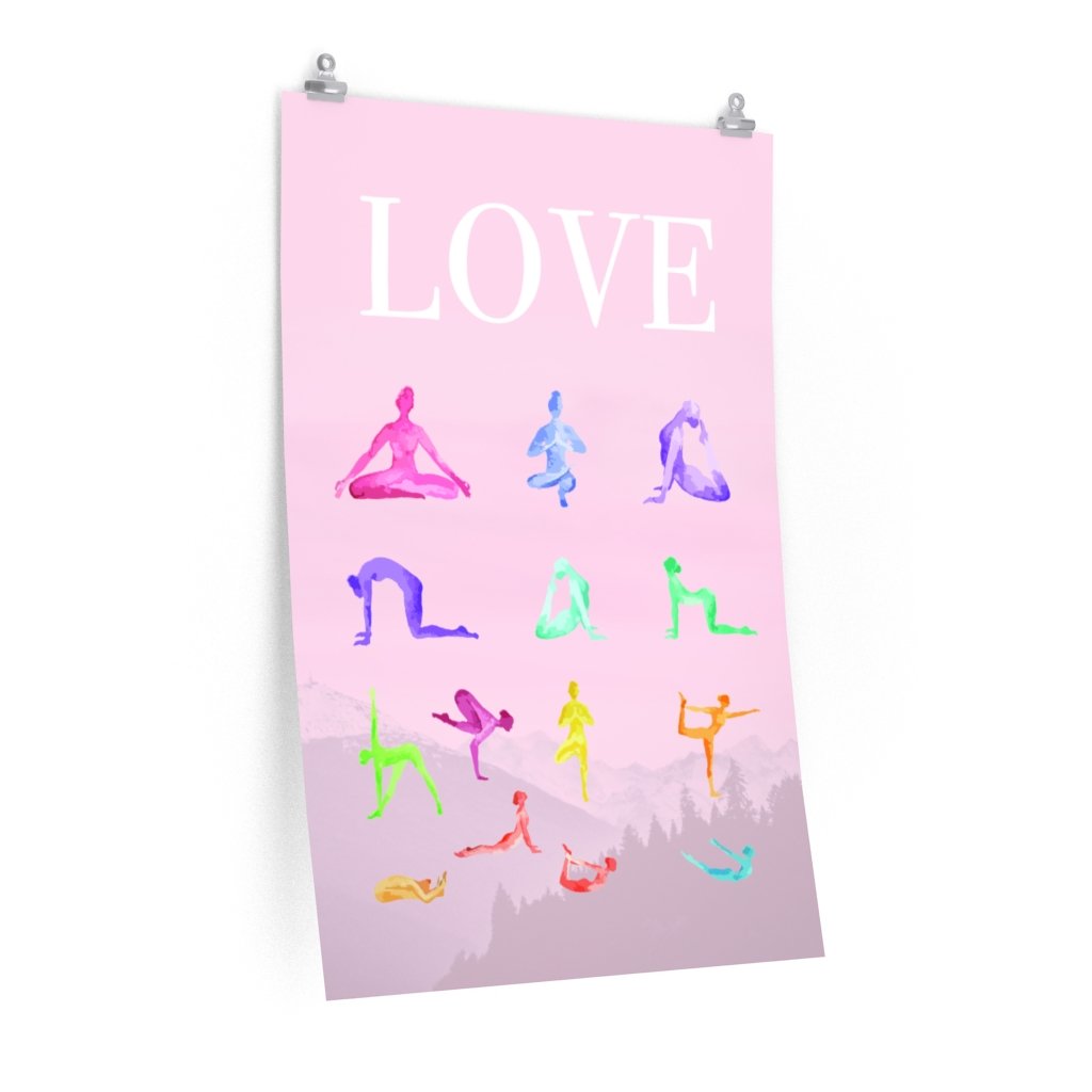 Love Yoga 14 Poses Premium Matte Poster