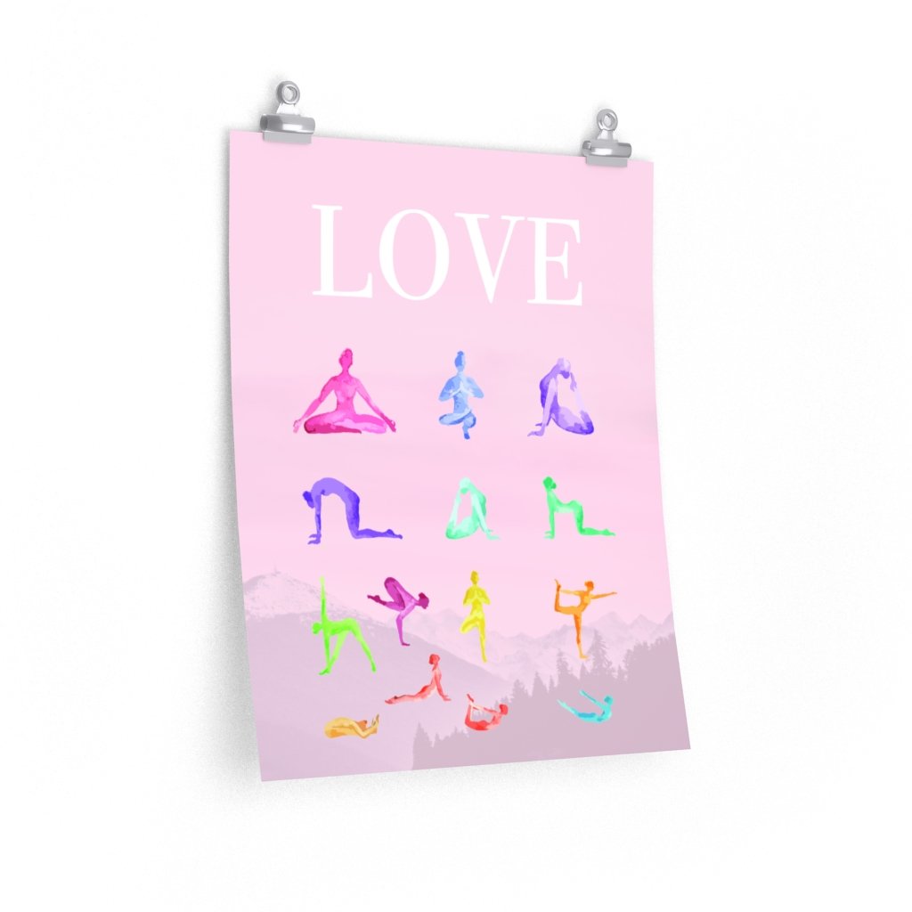 Love Yoga 14 Poses Premium Matte Poster